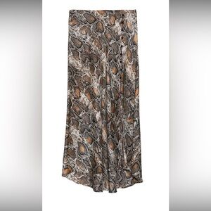 Zara Snake Print Midi Skirt in Brown/Black - Size XS